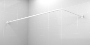 Карниз для ванной 170x75см (Штанга 20мм) Г-образный, угловой. Усиленный. Белый