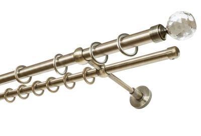 Карниз 2х рядный гладкий ∅20/16мм, бронза, 140 см, ШарОгран