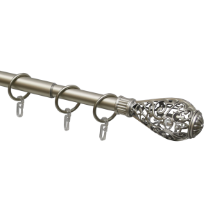 Карниз телескопический однорядный, металл, Кружево, никель матовый, 160-320см.
