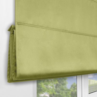 Римская штора на верёвочном механизме, Blackout, цвет светло-зеленый