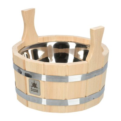 Ушат "шайка", 6,5 л, с нержавеющей вставкой, липа "Банные штучки"