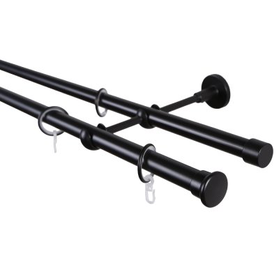 Карниз 20 мм двухрядный с наконечником КНОПКА чёрный-мат