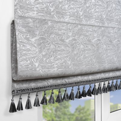 Римская штора с бахромой, Сиеста цвет серый