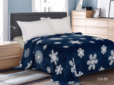 Плед Cleo "California" велсофт евро 200*220 синий снежинки в чемодане