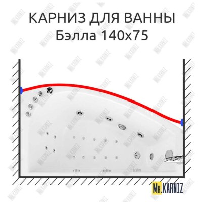 Карниз для ванны Triton Бэлла Передний борт 140х75 Усиленный 25 мм