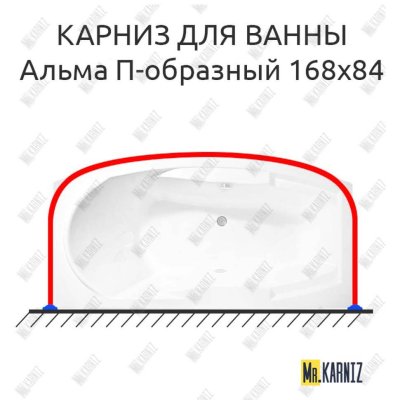Карниз для ванны Radomir Альма П-образный 168х84 Усиленный 25 мм