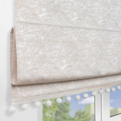 Римская штора с помпонами Сиеста, на цепочном механизме, цвет бежевый