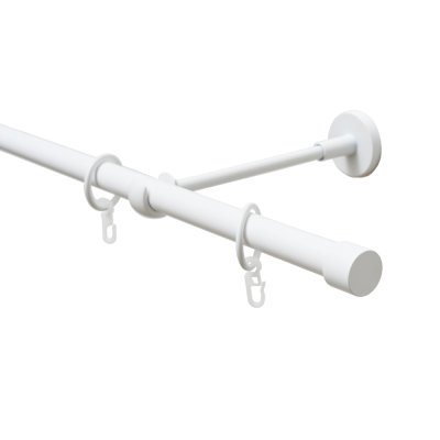 Карниз 20 мм однорядный с наконечником ЗАГЛУШКА белый-мат