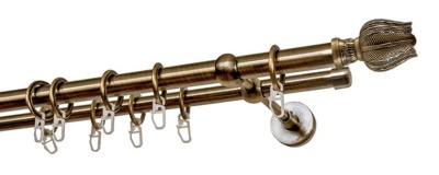 Карниз 2-х рядный гладкий ∅20/16мм, бронза, 140 см, Тюльпан