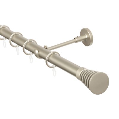 Карниз для штор 300 см, настенный, штанга 25 мм, Конус резной, матовый никель