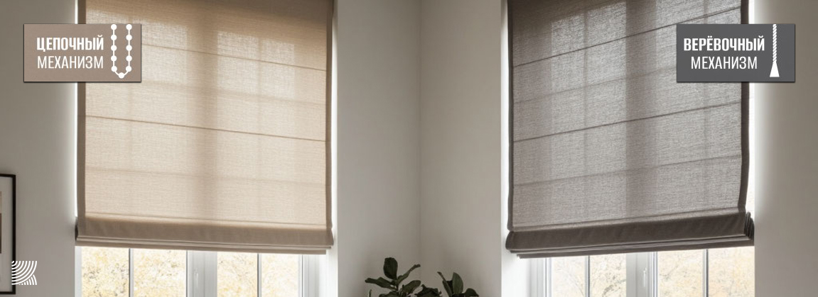 Цепочный или верёвочный механизм у римской шторы: что выбрать? Цепочный или верёвочный механизм у римской шторы: что выбрать?