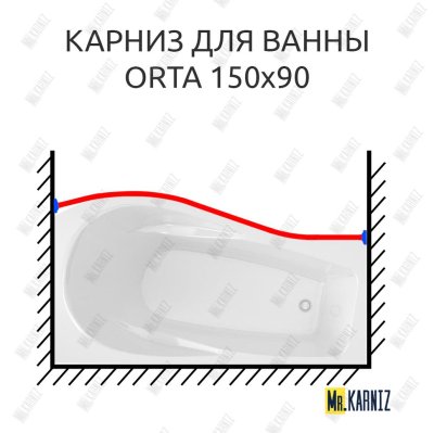 Карниз для ванны Alex Baitler Orta Передний борт 150х90 Усиленный 25 мм