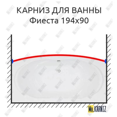 Карниз для ванны Bas Фиеста Передний борт 194х90 Усиленный 25 мм