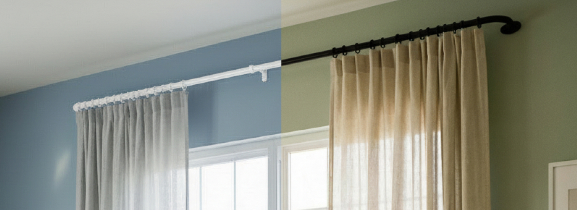 Новинка! Однорядный раздвижной карниз с закруглением Новинка! Однорядный раздвижной карниз с закруглением