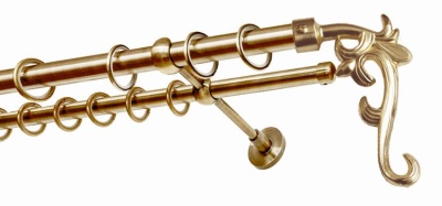 Карниз 2-х рядный гладкий ∅20/16мм, латунь, 140 см, Лиана