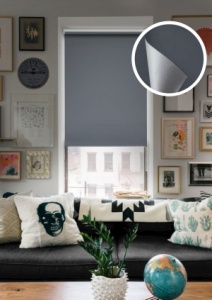 Рулонные шторы Блэкаут, отражающие, черно-серый