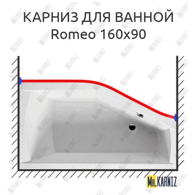Карниз для ванны Riho Romeo Передний борт 160х90 Усиленный 25 мм