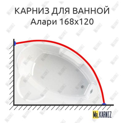 Карниз для ванной Vannesa Алари 168х120 Усиленный 25 мм