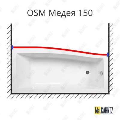 Карниз для ванны Osm Медея Передний борт 150х78 Усиленный 25 мм