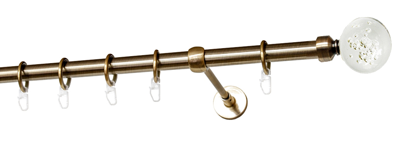 Однорядный гладкий карниз ШарГелий ∅16мм Бронза