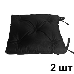 Комплект подушки на стул "Оксфорд" 40х40 см, 2 штуки, черный