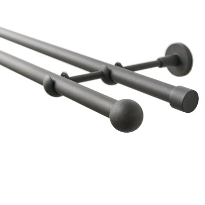 Карниз 20 мм двухрядный с наконечником ШАР чёрный-муар