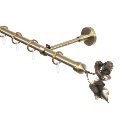 Карниз для штор, настенный, штанга 16 мм, Листья, золото антик