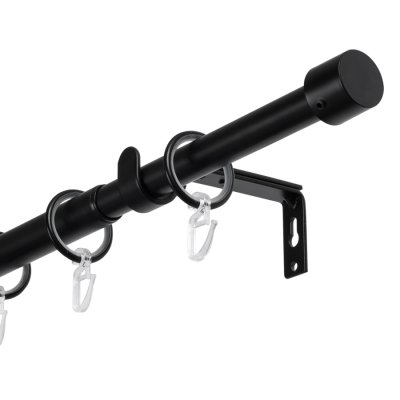Карниз для штор, от 96 до 360 см сборный, телескопический, диаметр 16/19 мм, черный