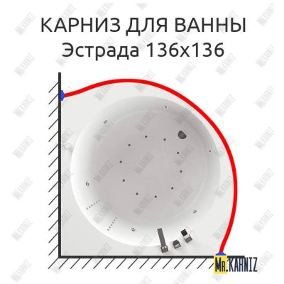 Карниз для ванны Aquatika Эстрада 136х136 Усиленный 25 мм