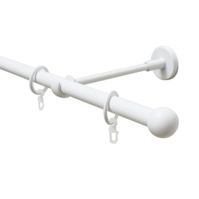 Карниз 20 мм однорядный с наконечником ШАР белый-мат