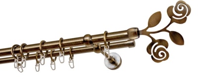 Карниз 2-х рядный гладкий ∅20/16мм, бронза, 140 см, Роза