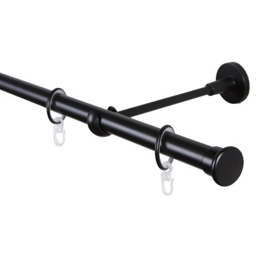 Карниз 20 мм однорядный с наконечником КНОПКА чёрный-мат