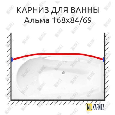 Карниз для ванны Radomir Альма Передний борт 168х84/69 Усиленный 25 мм