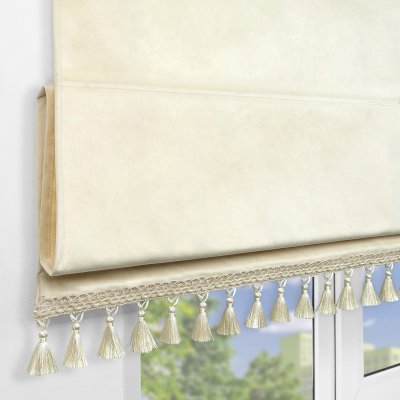 Римская штора с бахромой Кисть, на цепочном механизме, цвет ванильный
