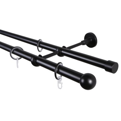 Карниз 20 мм двухрядный с наконечником ШАР чёрный-мат