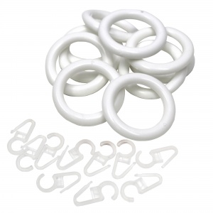Кольца пластиковые c крючками (10шт), белый