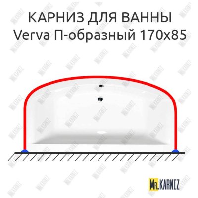 Карниз для ванны Alpen Verva П-образный 170х85 Усиленный 25 мм