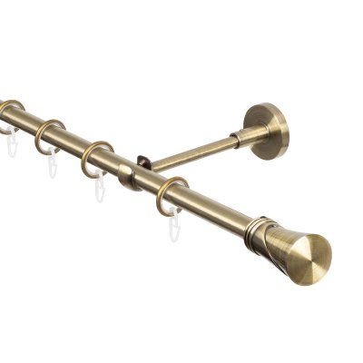 Карниз для штор, настенный, штанга 16 мм, Конус текстурный, золото антик