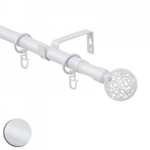 Карниз телескопический металлический однорядный 160-300 см с наконечником, Жемчуг