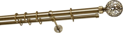 Карниз 2-х рядный гладкий ∅20/16мм, бронза, 140 см, ШарАжур