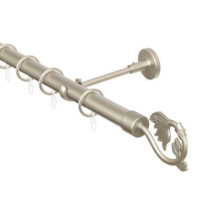 Карниз для штор 200 см, настенный, штанга 25 мм, Гербарий, матовый никель