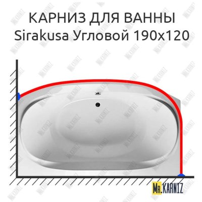 Карниз для ванны 1 MarKa Sirakusa Угловой 190х120 Усиленный 25 мм 