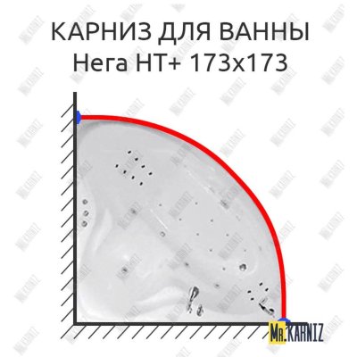Карниз для ванны Цвет и стиль Нега НТ 173х173 Усиленный 25 мм