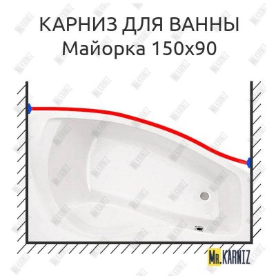 Карниз для ванны Santek Майорка Передний борт 150х90 Усиленный 25 мм