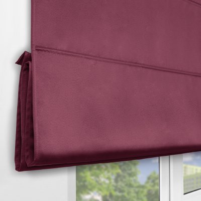 Римская штора на верёвочном механизме, Blackout, цвет малиновый