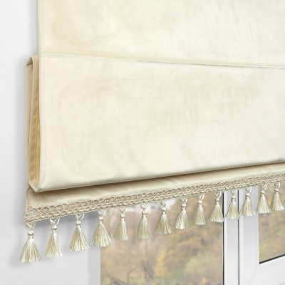 Римская штора с бахромой, Кисть цвет ванильный