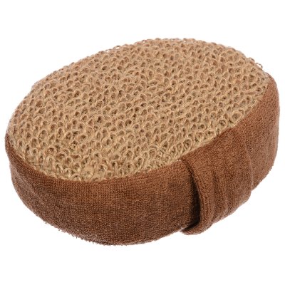 Мочалка из рами, объемная, овальная с хлопком, 10х15х5 см, medium, для бани и сауны "Банные штучки"