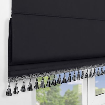 Римская штора с бахромой, Флавия Blackout на ЦМ, цвет черный