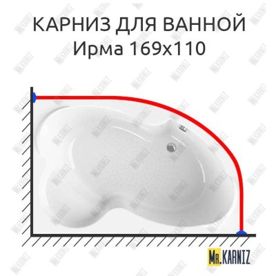 Карниз для ванной Vannesa Ирма 169х110 Усиленный 25 мм