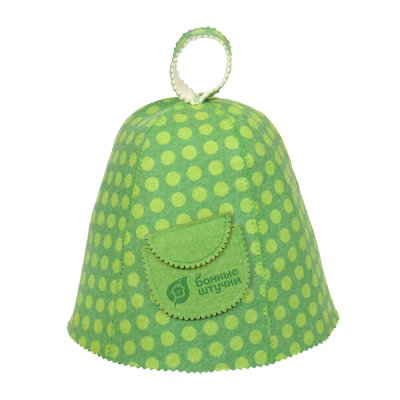 Шапка для бани и сауны "Горошек" с карманом "Банные штучки", войлок